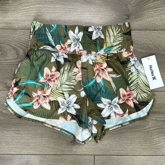 Hurley 2.5” High Waist Vintage Palm Pine Grove Print Swim Boardshorts Size XS - Picture 2 of 12